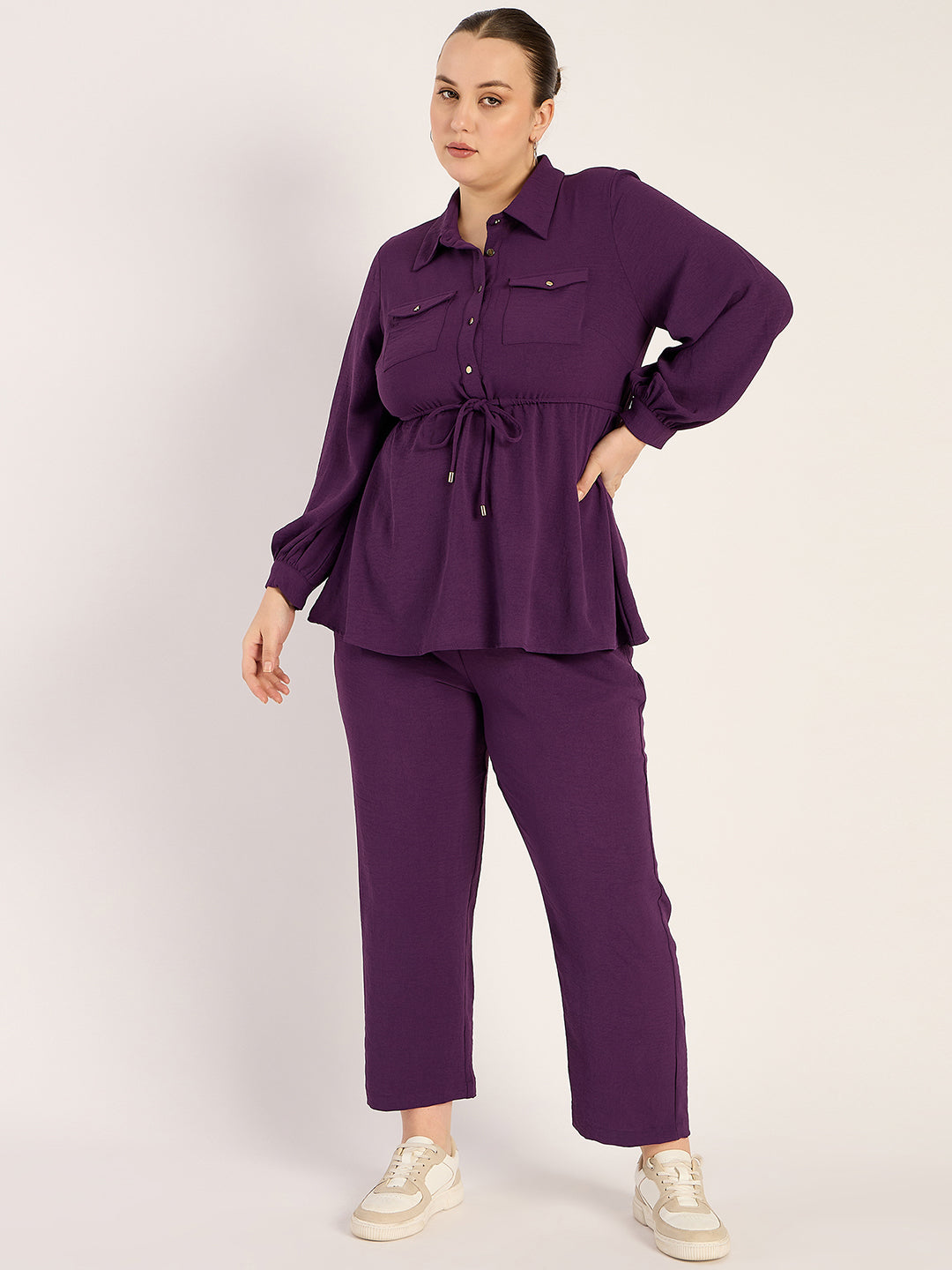 Purple Button Down Co-Ord Set