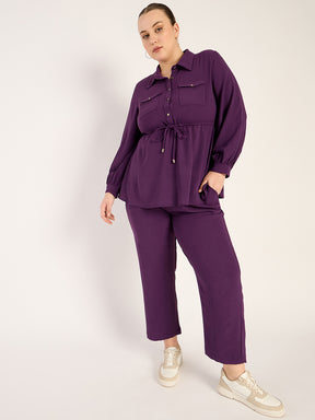 Purple Button Down Co-Ord Set