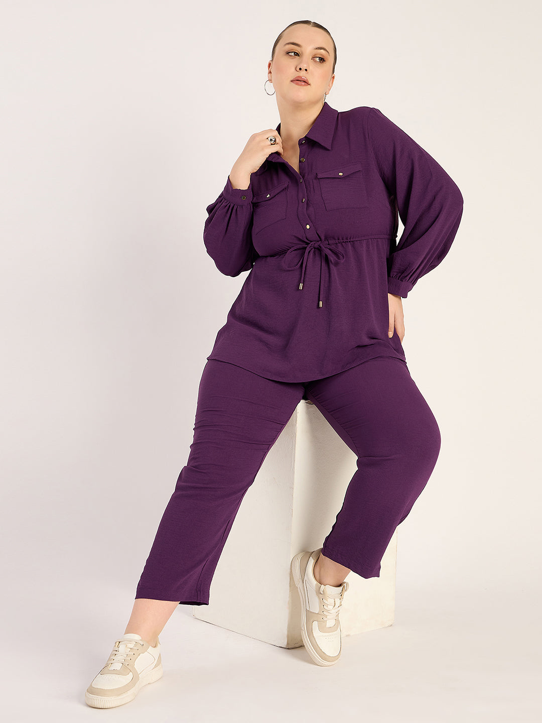 Purple Button Down Co-Ord Set