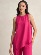 Pink Asymmetrical Linen Blend Top