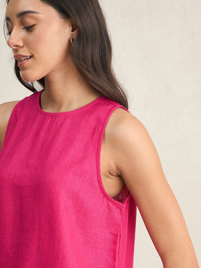 Pink Asymmetrical Linen Blend Top