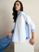 White Stripes Color Block Oversize Shirt