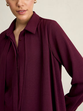 Wine Asymmetric Button Down Shirt