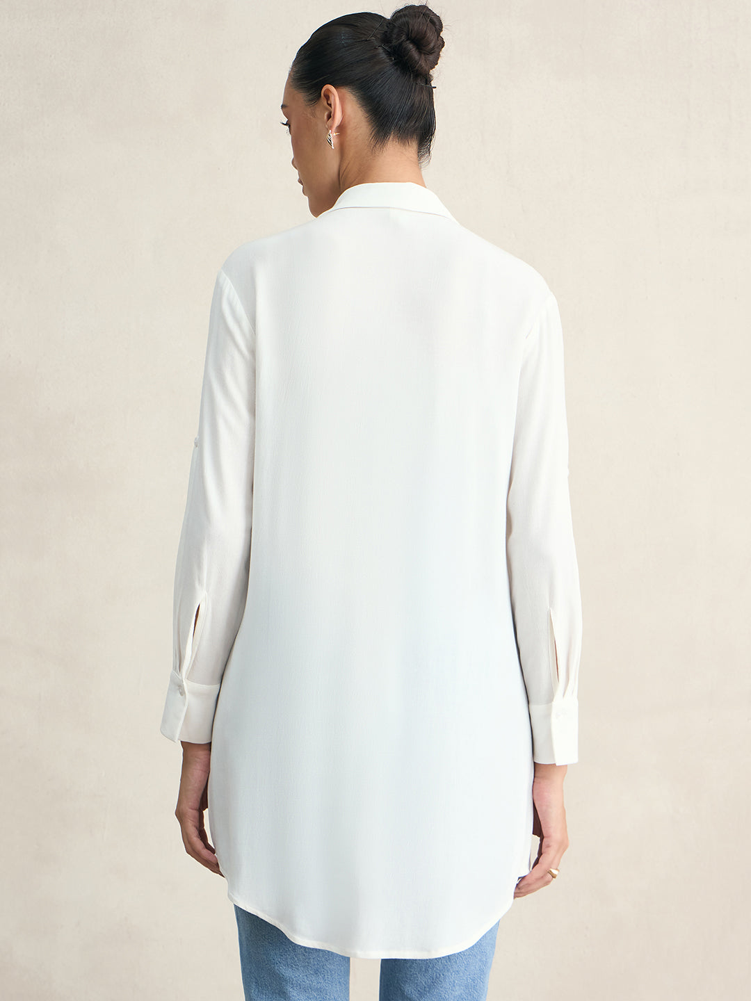 White V-Neck Viscose Tunic