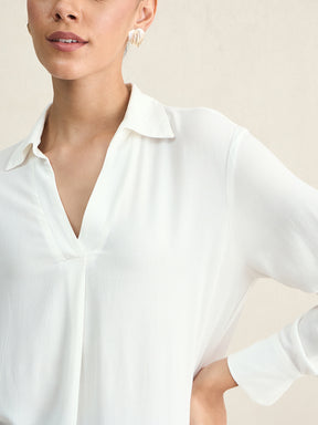 White V-Neck Viscose Tunic