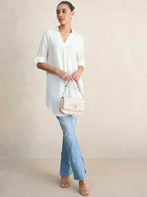 White V-Neck Viscose Tunic