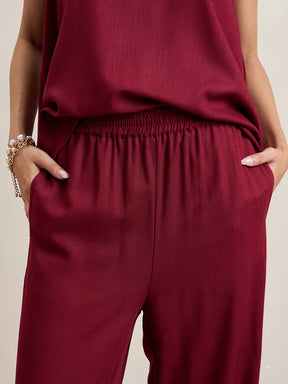 Maroon Slit Detail Co-Ord Set