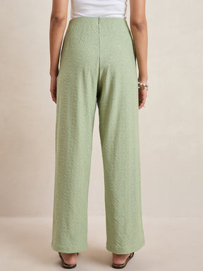 Pista Green Knitted Schiffli Straight Pant