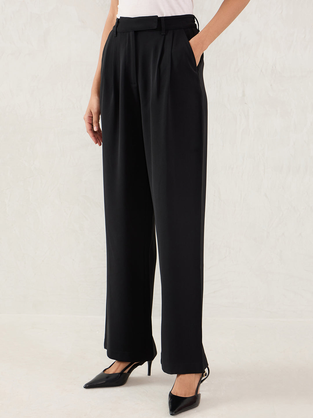 Black Straight Fit Trousers