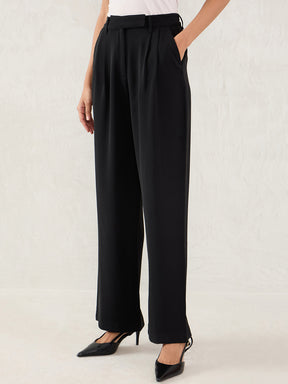 Black Straight Fit Trousers