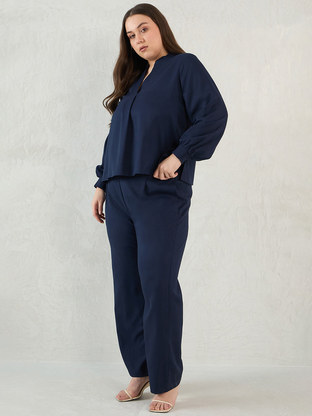 Navy V-Neck Co-Ord Set