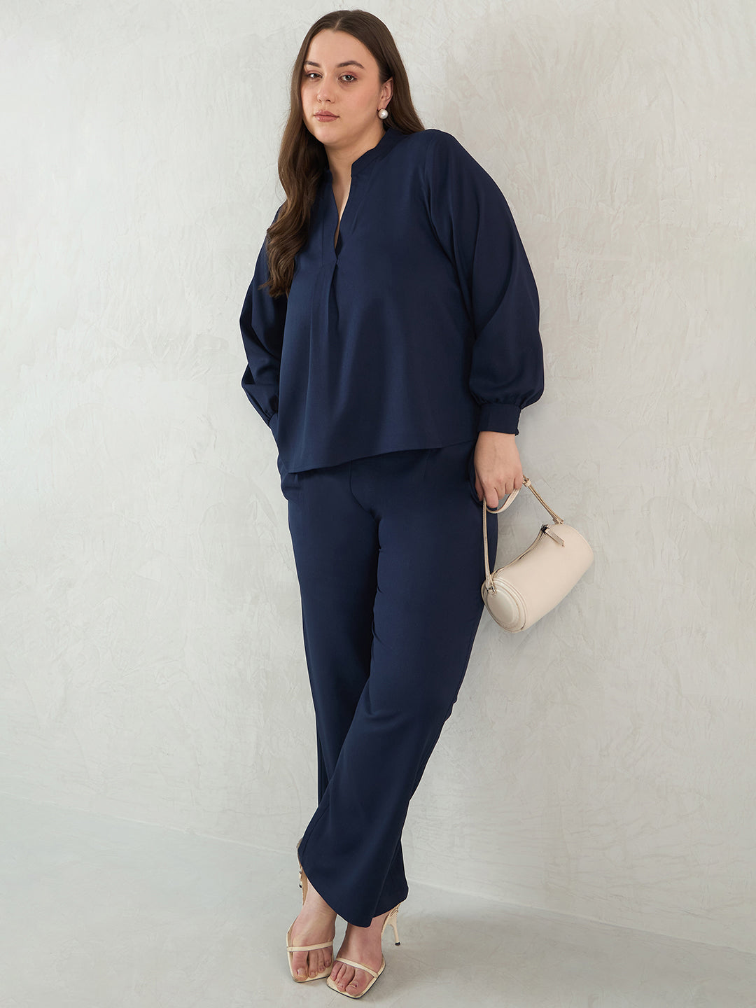 Navy V-Neck Co-Ord Set