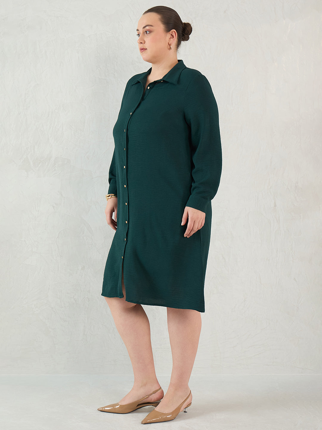 Green Button Down Shirt Dress