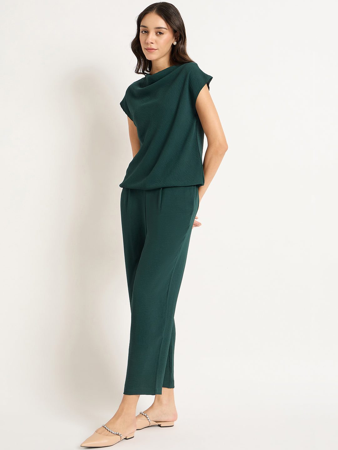 Green Cowl Neck Co-Ord Set