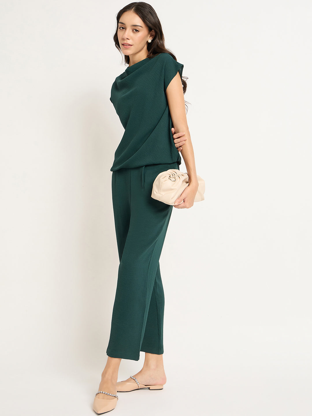 Green Cowl Neck Co-Ord Set