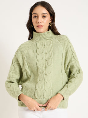 Sage Green Cable Knit Sweater