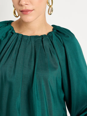 Green Balloon Round Neck Top