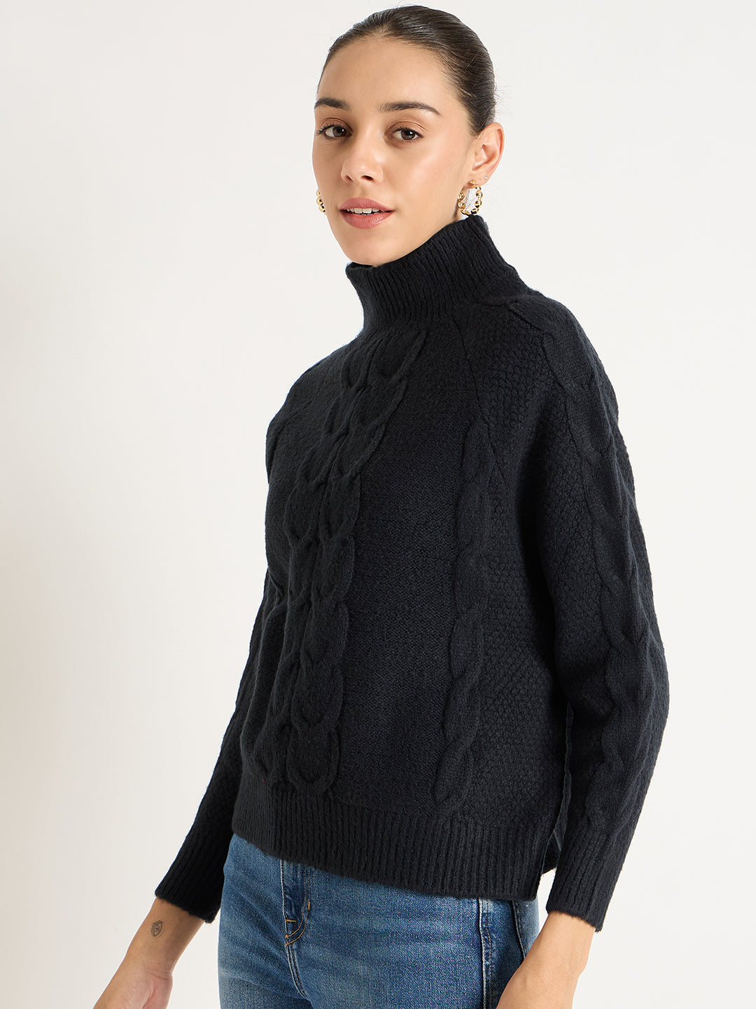 Black Cable Knit Sweater