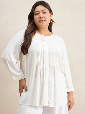 White Pintuck Detail Top