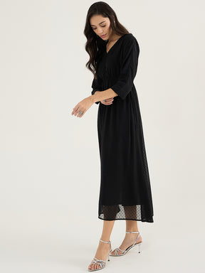 Black Swiss Dot Maxi Dress