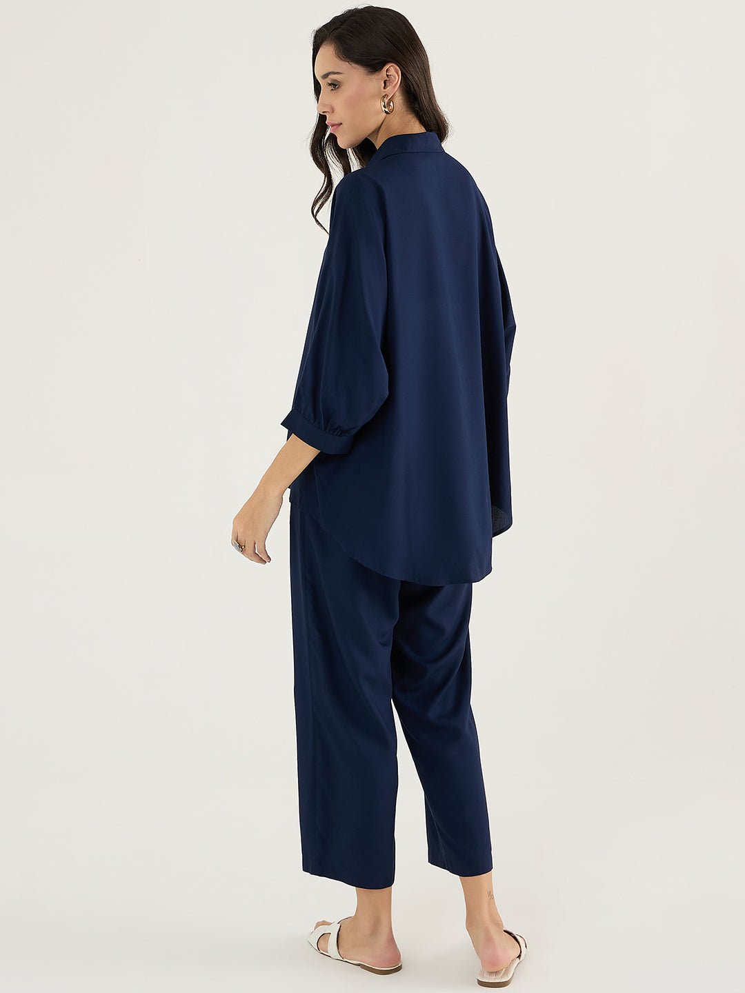 Navy Kimono Sleeve Shirt Co-Ord Set