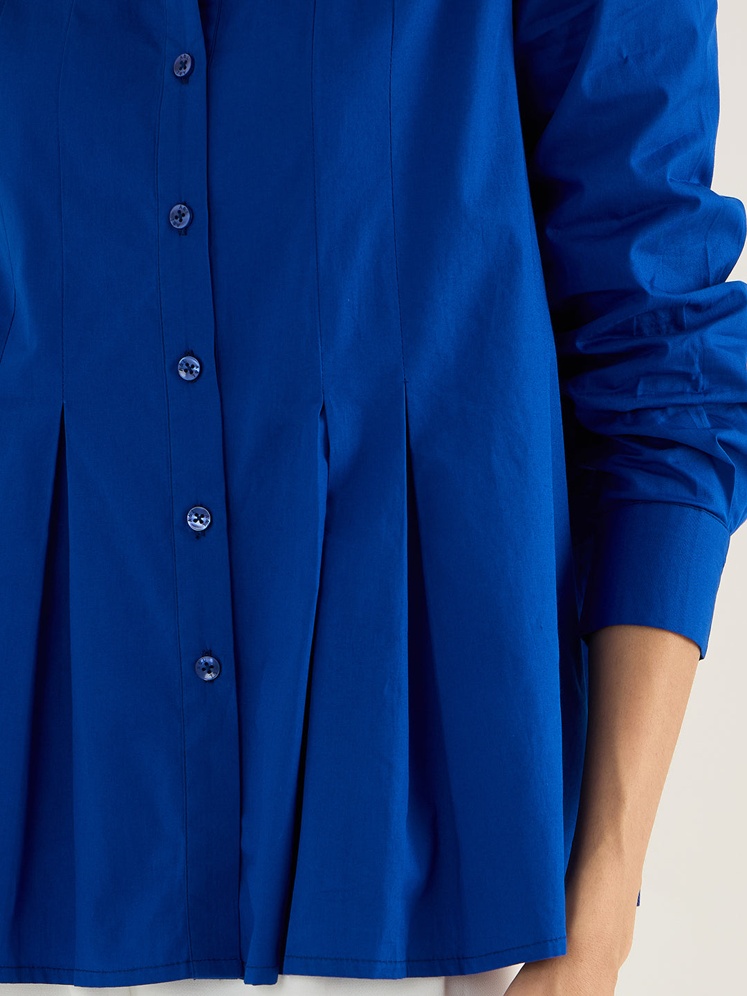 Royal Blue Pleated Aline Poplin Shirt