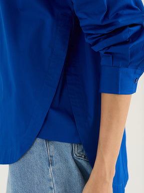 Royal Blue  Back Pleat Detail Poplin Shirt