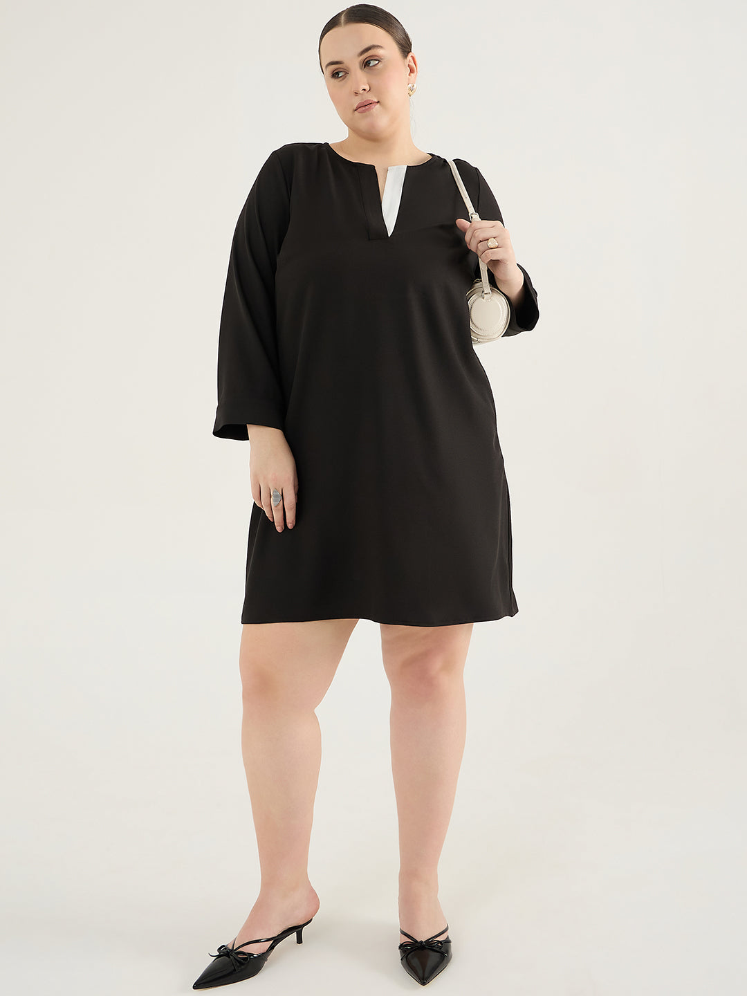 Black Knee Length Sheath Dress