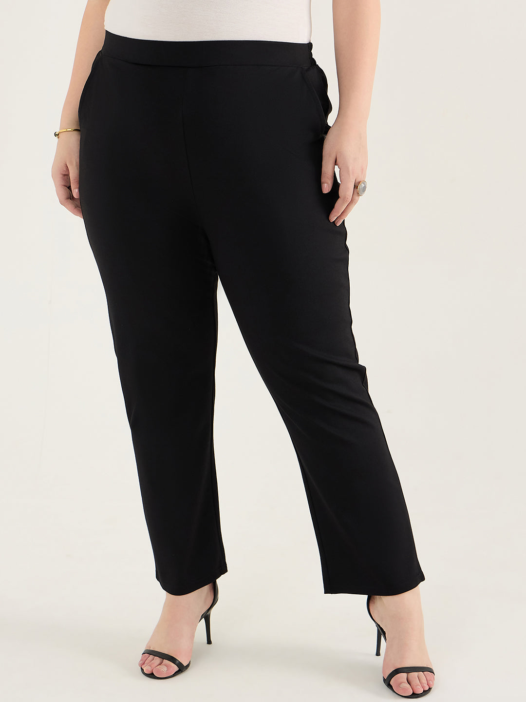 Black Knit Straight Pants