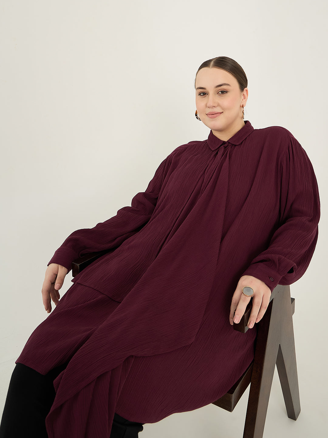 Wine Cascade Detail Tunic