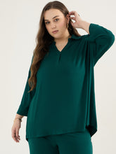 Green Front Pleat Detail Tunic