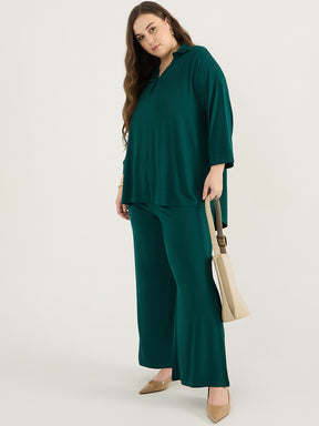 Green Front Pleat Detail Tunic