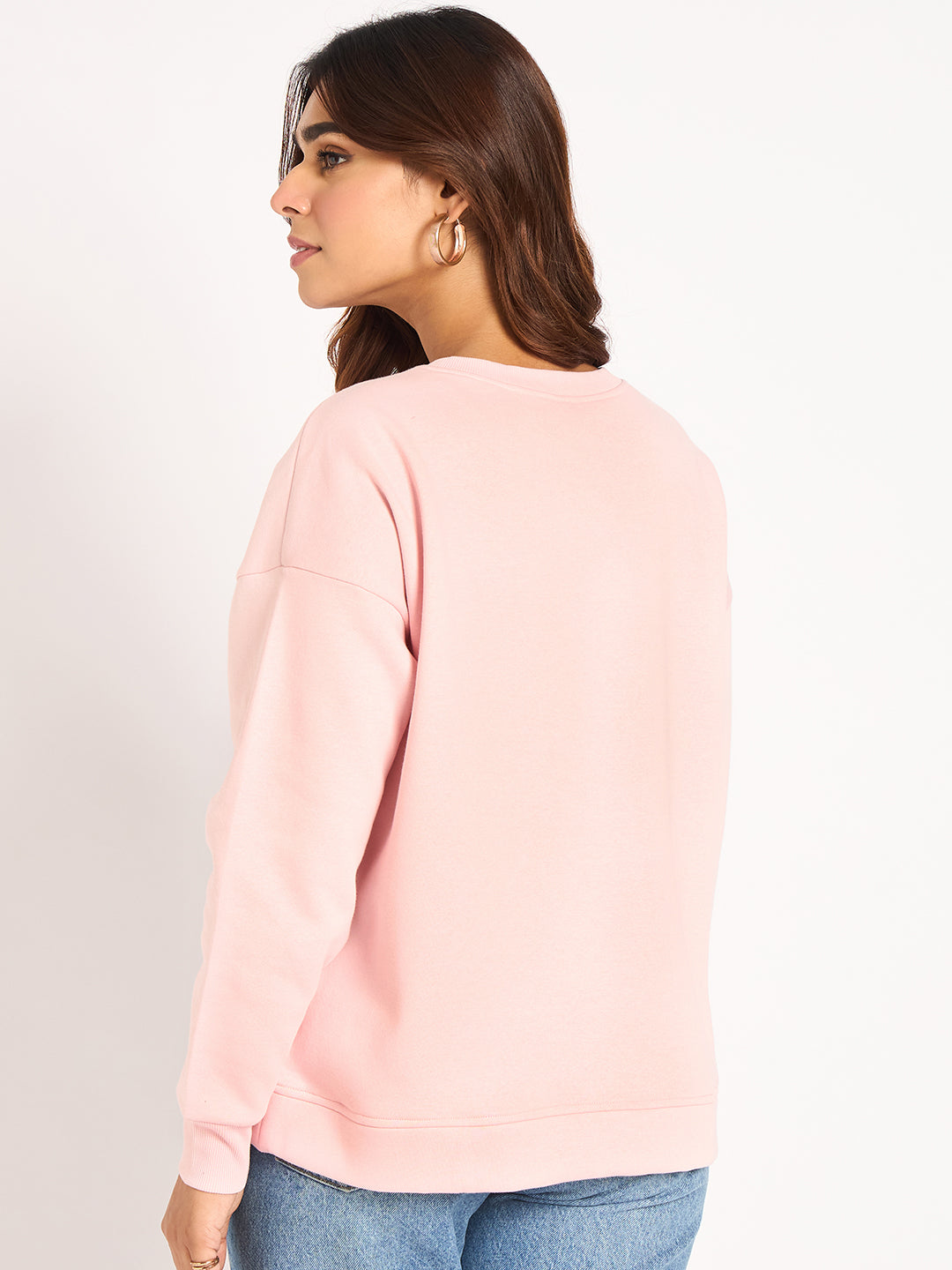 Pink Crew Neck Fleece Sweatshirt