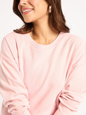 Pink Crew Neck Fleece Sweatshirt