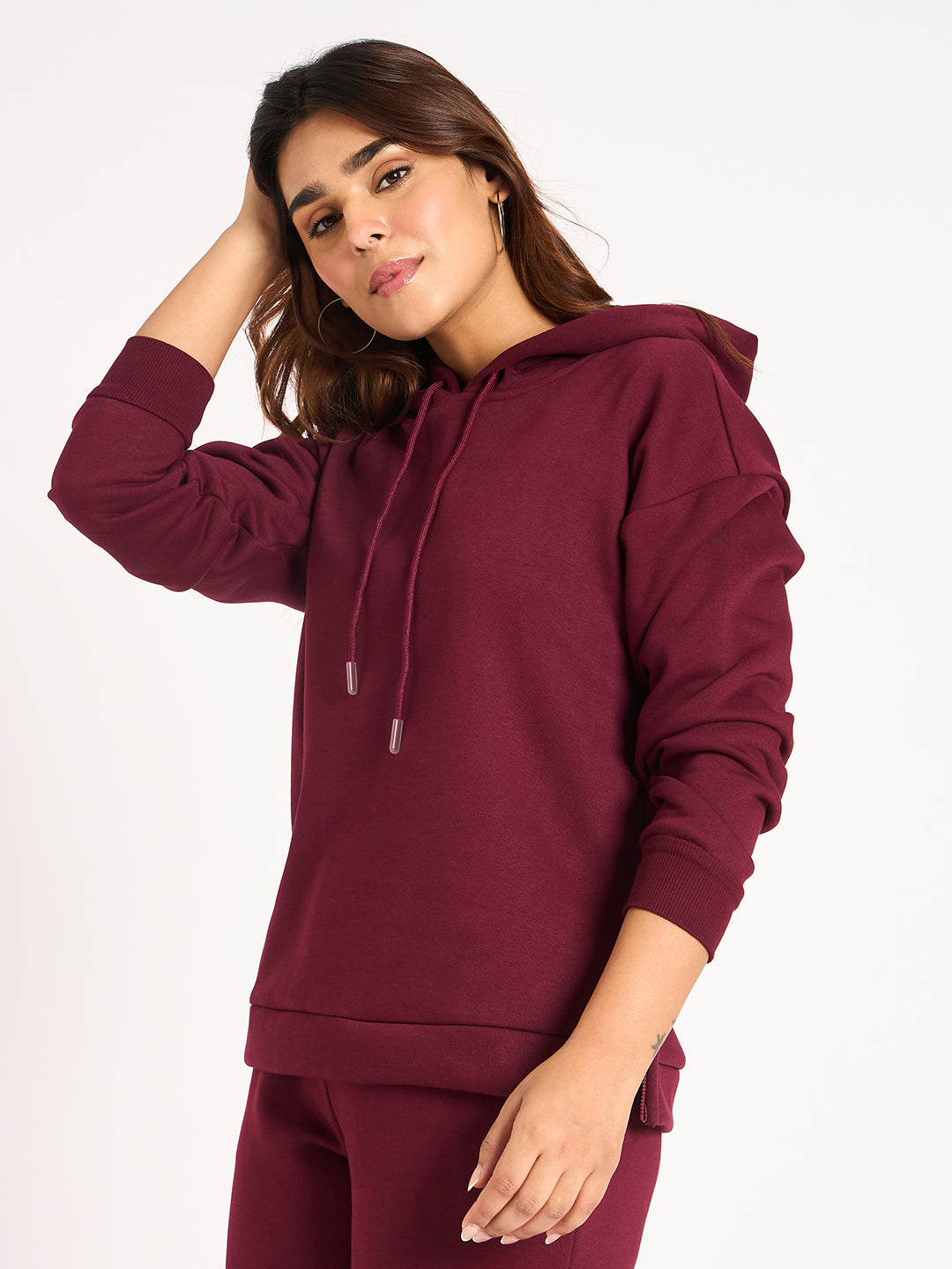 Wine Side Zip Fleece Hoodie