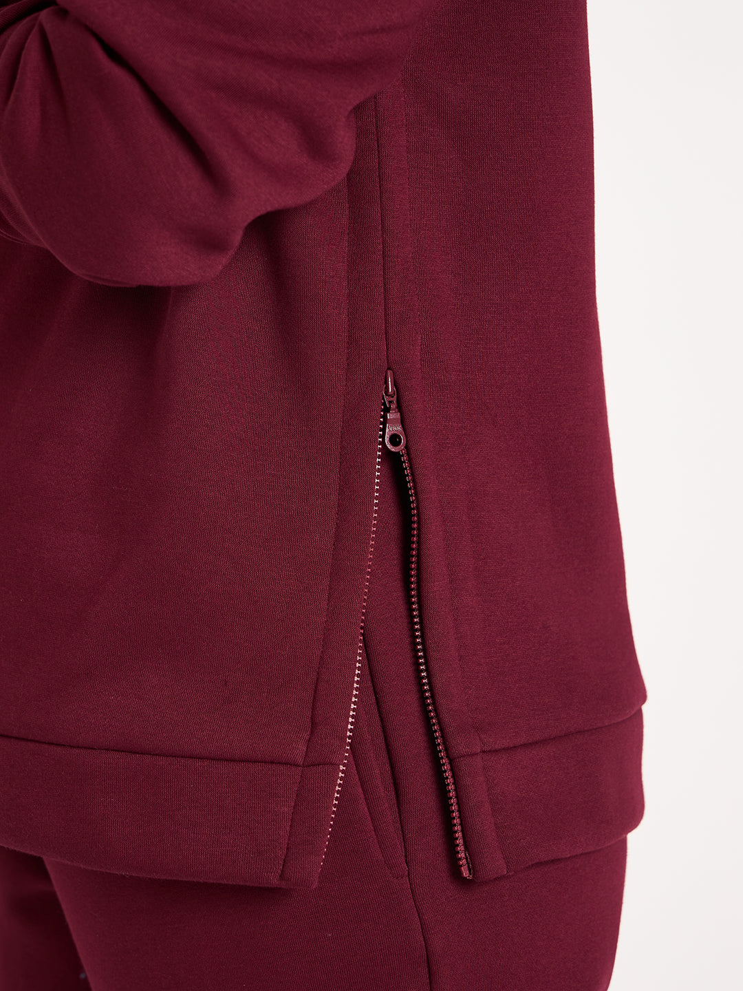 Wine Side Zip Fleece Hoodie