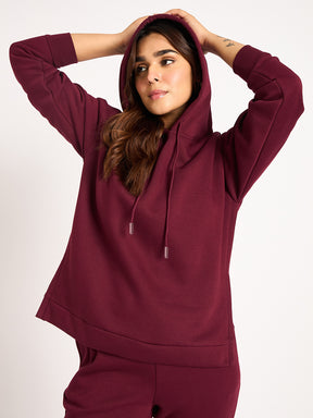 Wine Side Zip Fleece Hoodie