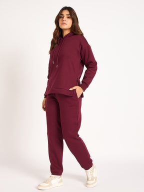 Wine Side Zip Fleece Hoodie