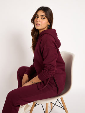 Wine Side Zip Fleece Hoodie