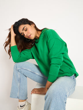 Green Oversize Fleece Hoodie