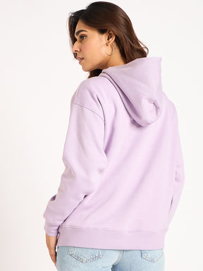 Lilac Oversize Fleece Graphic Hoodie