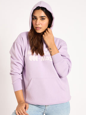 Lilac Oversize Fleece Graphic Hoodie