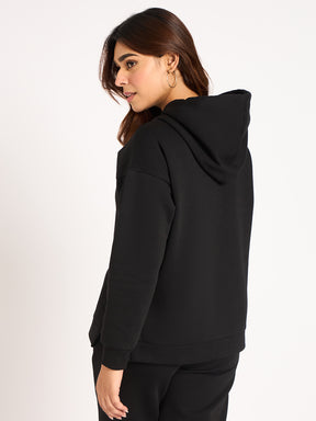 Black Side Zip Fleece Hoodie