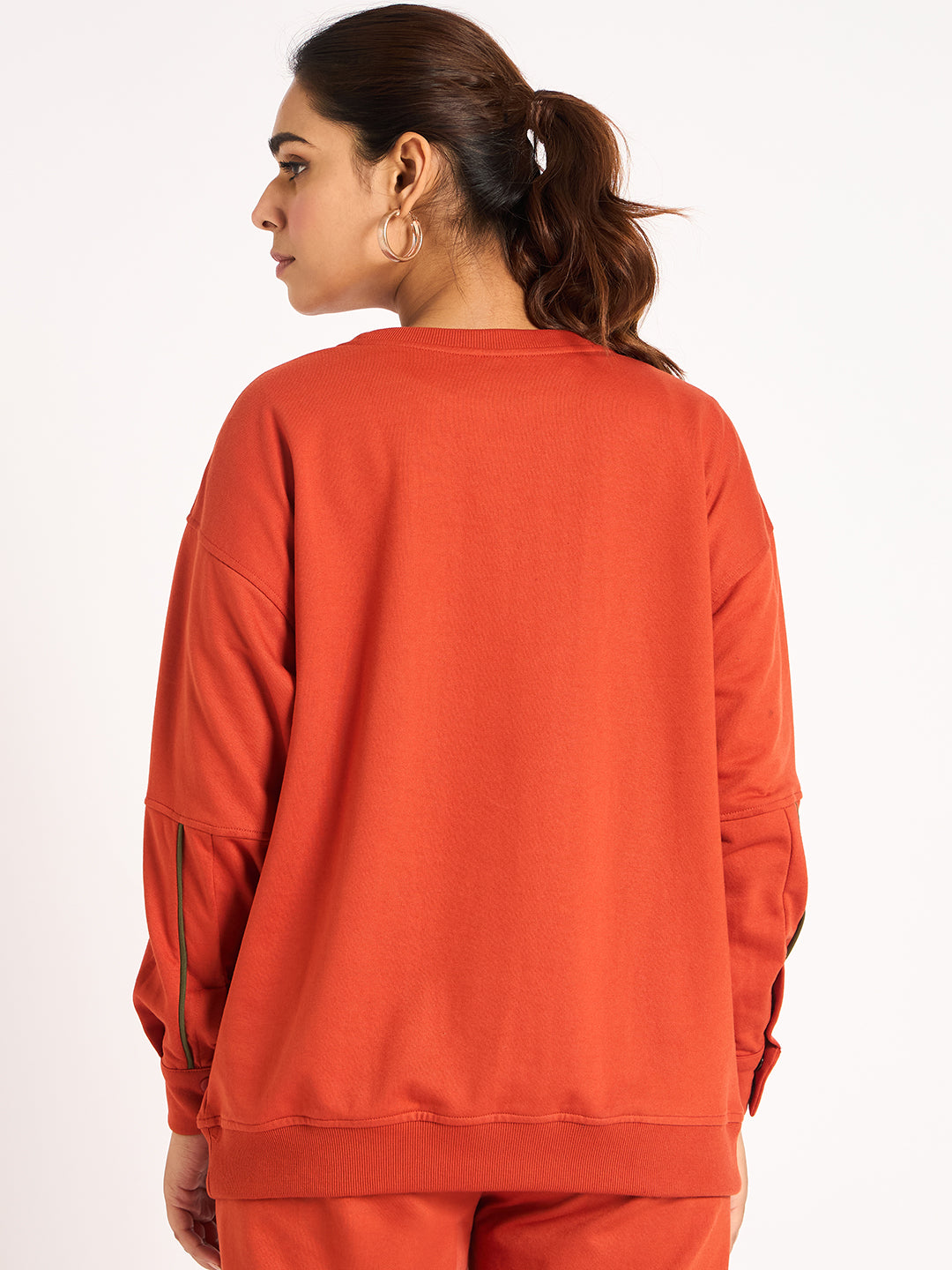 Rust Piping Detail Terry Sweatshirt