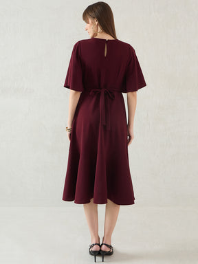 Wine Asymmetric Midi Dress