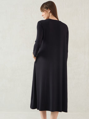 Bamboo Black Knit T-Shirt Midi Dress