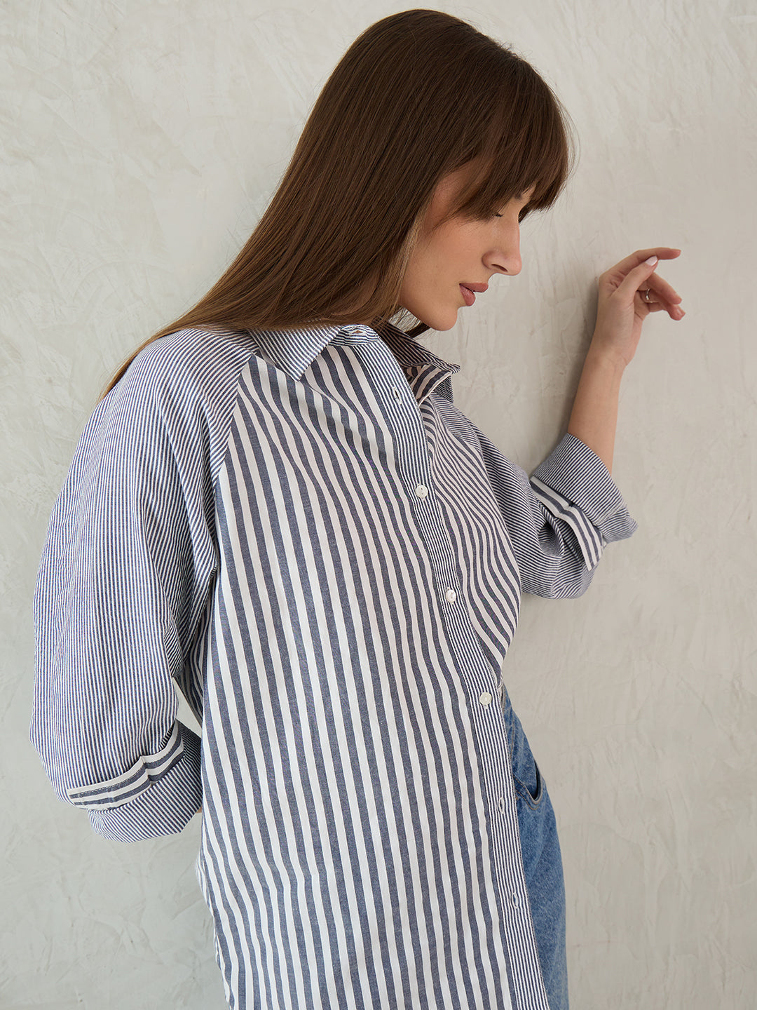 Black And White Yarn Dyed Button Down Shirt