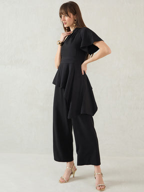 Black Asymmetric One Shoulder Co-Ord Set