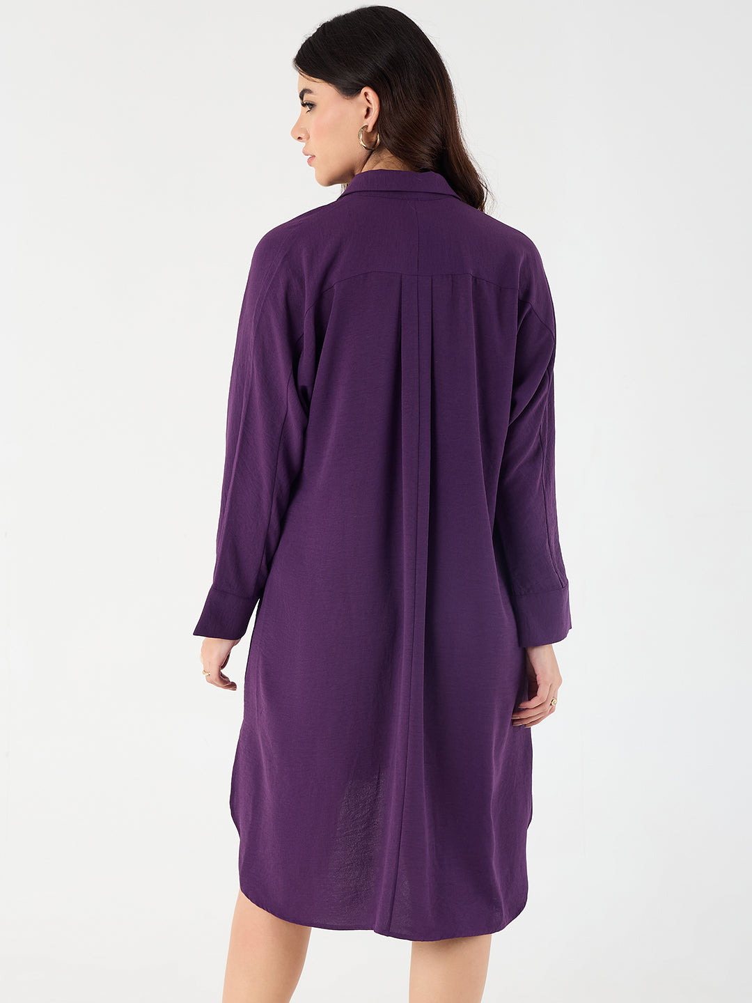 Purple Button Down Shirt Midi Dress