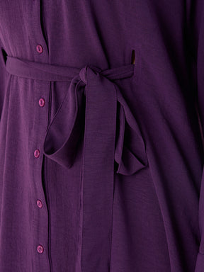 Purple Button Down Shirt Midi Dress